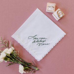 Alternative view of Handwritten Embroidered Handkerchief {White Lace}
