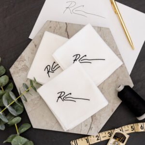 Handwritten Signature Monogrammed Handkerchief 3pack