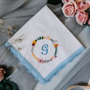 Alternative view of Something Blue Handkerchief {Simple Wreath}